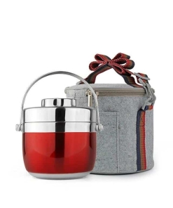 Boîte Repas Ronde Inox Isotherme Rouge