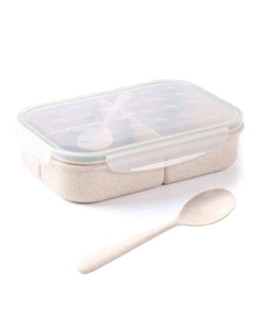 Lunch Box Blanche Triple-compartiment en Fibre de blé