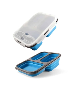 Lunch Box Silicone Bleue Compatible Micro-ondes