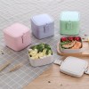 Lunch Box en Fibre de blé Double-étage avec Poignée Verte présentation