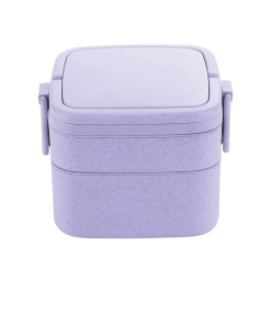 Lunch Box en Fibre de blé Double-étage avec Poignée Violette
