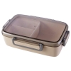 Lunch Box Fibre de bambou Triple-compartiment avec Couvercle transparent beige