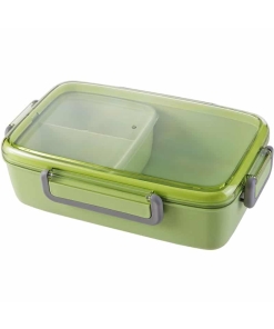 Lunch Box Fibre de bambou Triple-compartiment avec Couvercle transparent vert