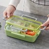 Lunch Box Fibre de bambou Triple-compartiment avec Couvercle transparent ouverte