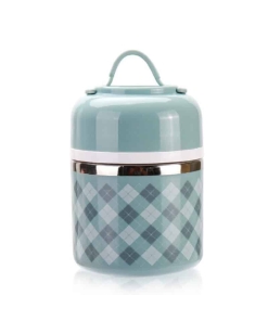 Lunchbox Multi-étage Bleu et blanc avec Poignée 1 étage