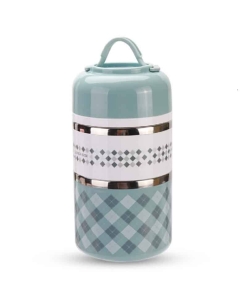 Lunchbox Multi-étage Bleu et blanc avec Poignée 2 étages