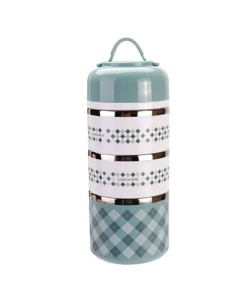 Lunchbox Multi-étage Bleu et blanc avec Poignée 3 étages