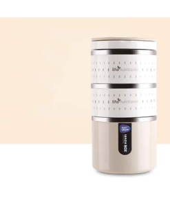 Boîte Repas Isotherme Inox Ronde Multi-étage Beige 3 étages