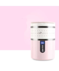 Boîte Repas Isotherme Inox Ronde Multi-étage Rose 2 étages
