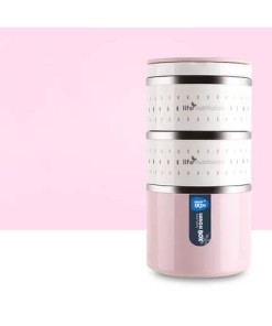 Boîte Repas Isotherme Inox Ronde Multi-étage Rose 3 étages