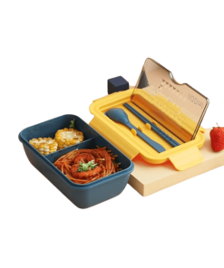Lunch Box Chinoise Bleue Double-compartiment Compatible Micro-ondes