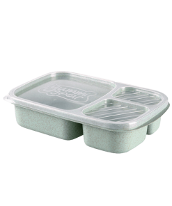Lunch Box en Fibre de blé Verte Triple-compartiment Compatible Micro-ondes
