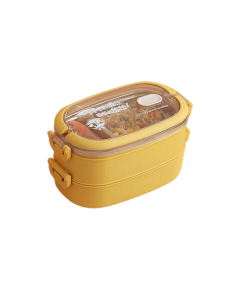 Lunch Box Isotherme Inox Jaune couvercle transparent 2 étages