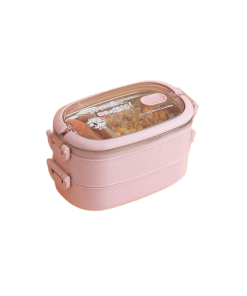 Lunch Box Isotherme Inox Rose couvercle transparent 2 étages