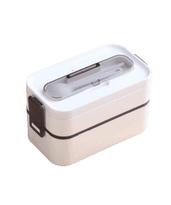 Bento Plastique Compatible Micro-ondes 2 Étages Blanche