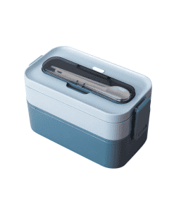 Bento Plastique Compatible Micro-ondes 2 Étages Bleue