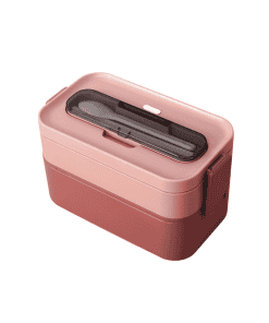 Bento Plastique Compatible Micro-ondes 2 Étages Rose